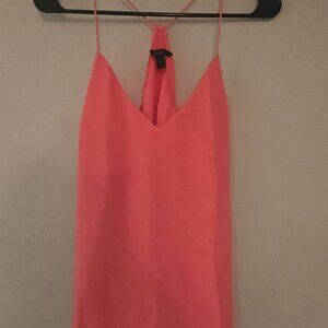 J Crew Womens 100% Silk Tank Top Cami Bright Orange Pink Coral Size 6